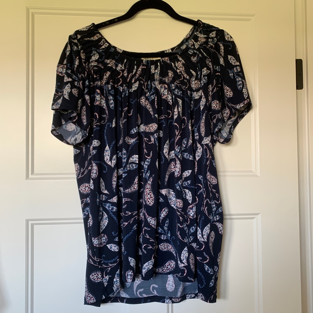 Style & Co. Navy Floral Blouse
